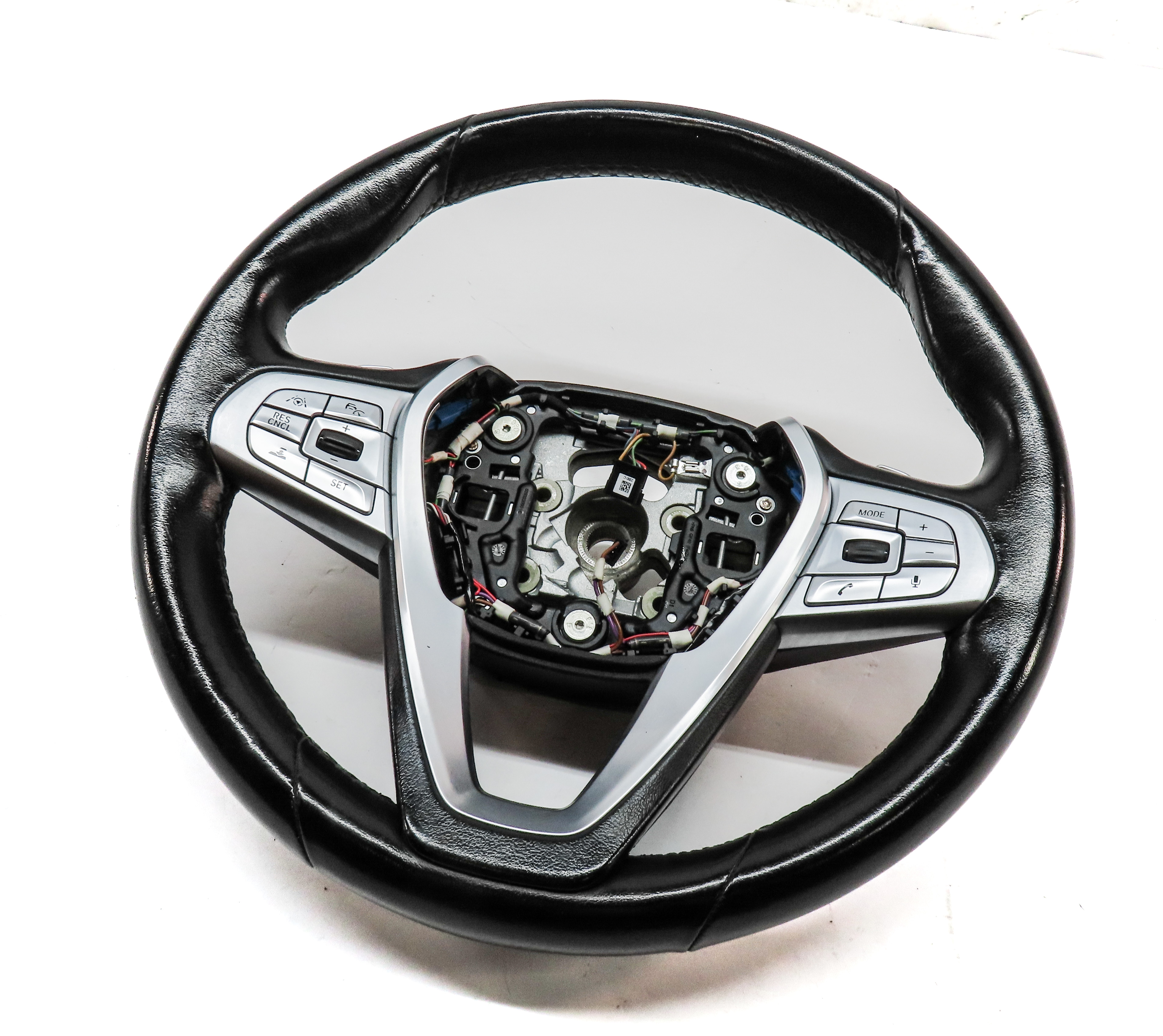 16-19 BMW 7 SERIES (G11) 3 SPOKE SPORT STEERING WHEEL (Black) w/ SWITCH BUTTONS — exact item pictured